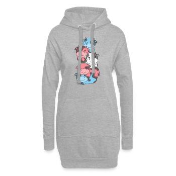 Transgender Flag Pride LGBTQ süßer Einhorn Stapel - Hoodie-Kleid - Grau meliert - Vorne