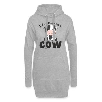 Ich wäre lieber eine Kuh - süße Kuh - Hoodie-Kleid - Grau meliert - Vorne