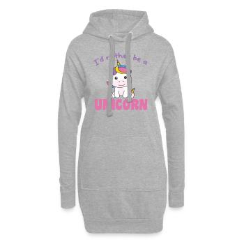 Ich wäre lieber ein Einhorn - süßes Einhorn - Hoodie-Kleid - Grau meliert - Vorne