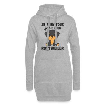Je m'en fous je suis un rottweiler - Hund - Hoodie-Kleid - Grau meliert - Vorne