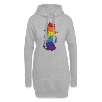 Regenbogen Axolotl süße bunte Axolotl für Kinder - Hoodie-Kleid - Grau meliert - Vorne