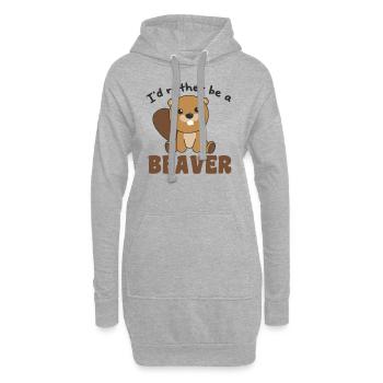 Je préfère être un castor - mignon castor - Sweat-shirt à capuche long Femme - gris chiné - Devant
