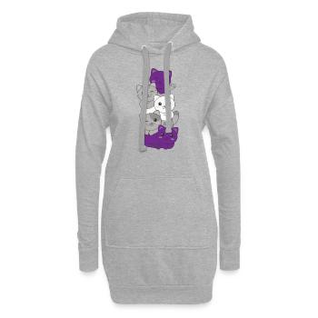 Graysexual Flag Pride LGBTQ Cute Cat Stack - Hoodie Dress - heather grey - Front