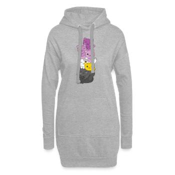 Monosexual Flag Pride LGBTQ Cute Cat Stack - Hoodie Dress - heather grey - Front