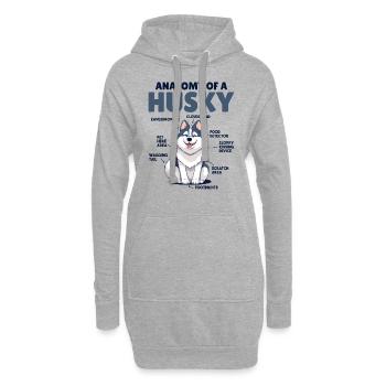 Explication du chien Anatomie d’un Husky - Sweat-shirt à capuche long Femme - gris chiné - Devant