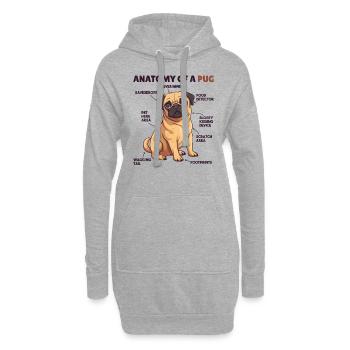 Explication du chien Anatomie d’un carlin - Sweat-shirt à capuche long Femme - gris chiné - Devant