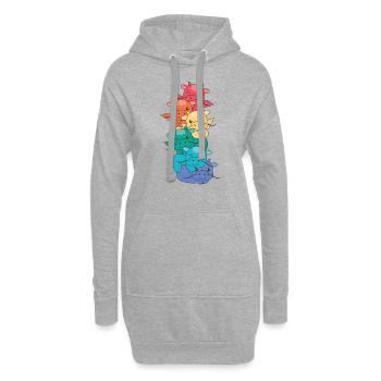 Regenbogen Flag Pride LGBTQ süßer Drache Stapel - Hoodie-Kleid - Grau meliert - Vorne