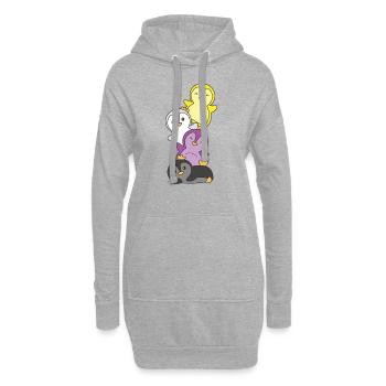 Nonbinary Flag Pride LGBTQ Mignon Penguin Stack - Sweat-shirt à capuche long Femme - gris chiné - Devant