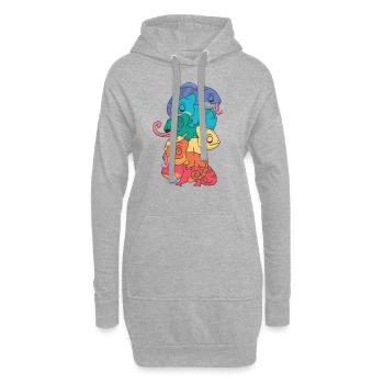 Rainbow Flag Pride LGBTQ Mignon Caméléon Pile - Sweat-shirt à capuche long Femme - gris chiné - Devant