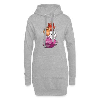Lesbische Flag Pride LGBTQ süßer Einhorn Stapel - Hoodie-Kleid - Grau meliert - Vorne