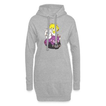 Nonbinary Flag Pride LGBTQ Cute Red Panda - Hoodie Dress - heather grey - Front