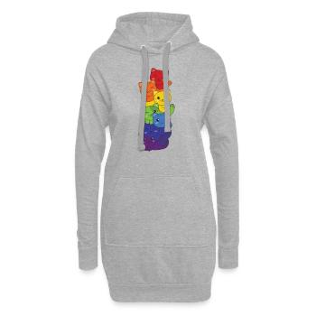 Rainbow Flag Pride LGBTQ Cute Cat Stack - Hoodie Dress - heather grey - Front