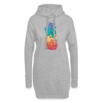 Rainbow Flag Pride LGBTQ Cute Cat Stack - Hoodie Dress - heather grey - Front