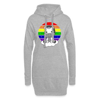 Zebra bunter Regenbogen für Kinder süßes Zebra - Hoodie-Kleid - Grau meliert - Vorne