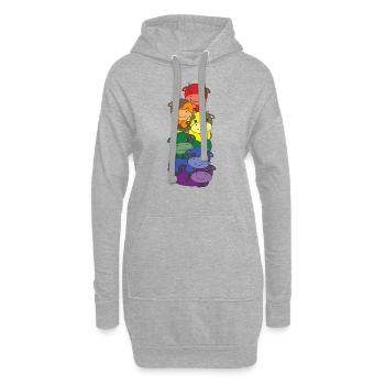 Regenbogen Flag Pride LGBTQ süßer Kuh Stapel - Hoodie-Kleid - Grau meliert - Vorne