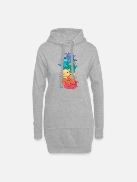 Regenbogen Flag Pride LGBTQ süßer Drache Stapel - Hoodie-Kleid - Grau meliert