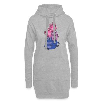 Bisexuell Flag Pride LGBTQ süßer Einhorn - Hoodie-Kleid - Grau meliert - Vorne