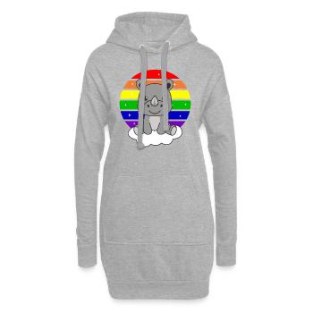 Rhinoceros colorful rainbow for kids cute rhinoceros - Hoodie Dress - heather grey - Front
