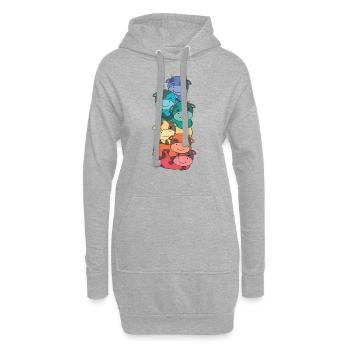 Regenbogen Flag Pride LGBTQ süßer Kuh Stapel - Hoodie-Kleid - Grau meliert - Vorne