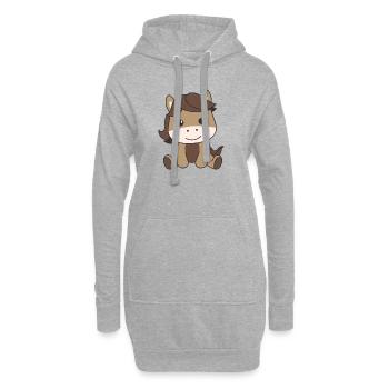 Cheval animaux mignons pour enfants chevaux manga - Sweat-shirt à capuche long Femme - gris chiné - Devant