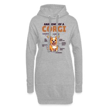 Explication du chien Anatomie d’un Corgi - Sweat-shirt à capuche long Femme - gris chiné - Devant