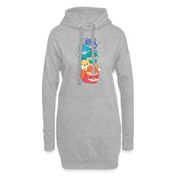 Regenbogen Flag Pride LGBTQ süßer Fuchs Stapel - Hoodie-Kleid - Grau meliert - Vorne