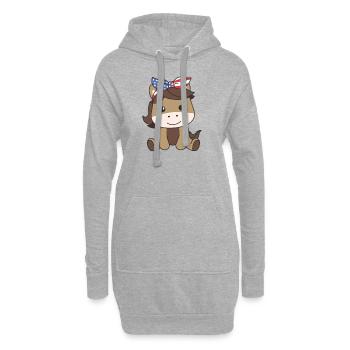 4. Juli amerikanischer Pferd für Kinder USA - Hoodie-Kleid - Grau meliert - Vorne