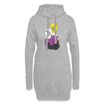 Nonbinary Flag Pride LGBTQ Mignon Capybara Pile - Sweat-shirt à capuche long Femme - gris chiné - Devant