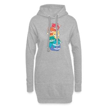 Regenbogen Flag Pride LGBTQ süßer Fuchs Stapel - Hoodie-Kleid - Grau meliert - Vorne