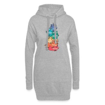 Regenbogen Flag Pride LGBTQ süßer Einhorn Stapel - Hoodie-Kleid - Grau meliert - Vorne