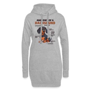 Anatomie d’explication du chien d’un teckel - Sweat-shirt à capuche long Femme - gris chiné - Devant