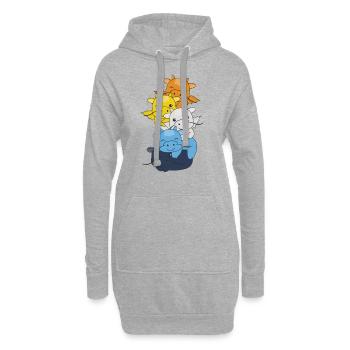 Aroace Flag Pride LGBTQ süßer Drache Stapel - Hoodie-Kleid - Grau meliert - Vorne