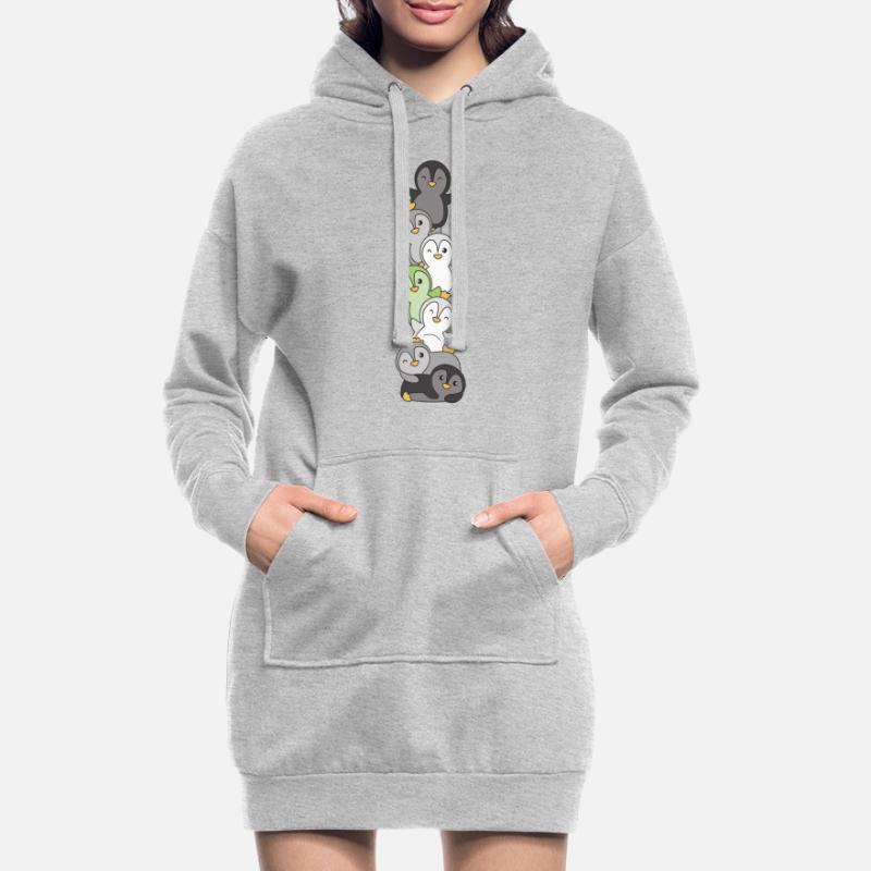 Agender Drapeau Pride LGBTQ Mignon Penguin Stack Sweat-shirt à capuche long Femme