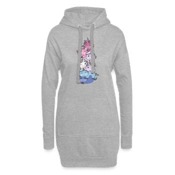 Bigender Flag Pride LGBTQ süßer Einhorn Stapel - Hoodie-Kleid - Grau meliert - Vorne