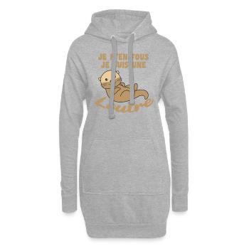 Je m'en fous je suis une loutre - süßer Otter - Hoodie-Kleid - Grau meliert - Vorne