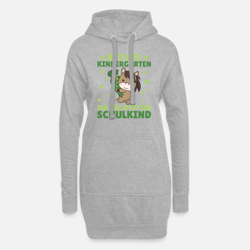 bye bye Kindergarten ich bin jetzt ein Schulkind - Hoodie-Kleid - Grau meliert