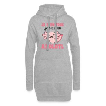 Je m'en fous je suis un axolotl - süßes Axolotl - Hoodie-Kleid - Grau meliert - Vorne