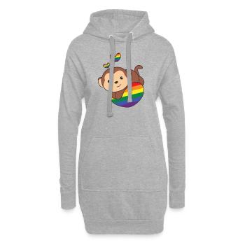 Regenbogen Flag Pride LGBTQ süßer Affe Love - Hoodie-Kleid - Grau meliert - Vorne