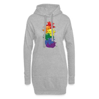 Regenbogen Flag Pride LGBTQ süßer Drache Stapel - Hoodie-Kleid - Grau meliert - Vorne