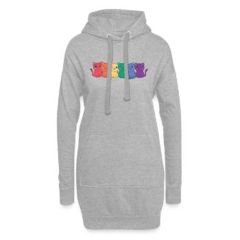 Regenbogen Katze Flag Pride LGBTQ süße Katzen - Hoodie-Kleid - Grau meliert - Vorne