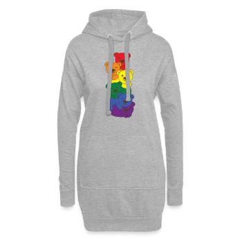 Rainbow Flag Pride LGBTQ Mignon Bear Stack - Sweat-shirt à capuche long Femme - gris chiné - Devant