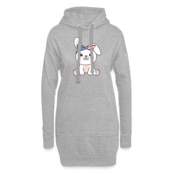 4 juillet American Bunny for Kids USA - Sweat-shirt à capuche long Femme - gris chiné - Devant