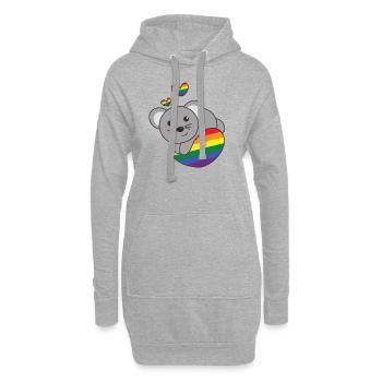 Regenbogen Flag Pride LGBTQ süßer Maus Love - Hoodie-Kleid - Grau meliert - Vorne