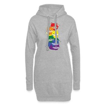 Regenbogen Flag Pride LGBTQ süßer Fuchs Stapel - Hoodie-Kleid - Grau meliert - Vorne