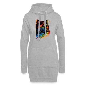 Rainbow Flag Gay Pride LGBTQ Katzen süße Katze - Hoodie-Kleid - Grau meliert - Vorne