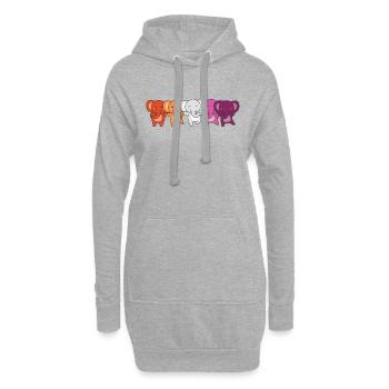 Lesbian Flag Pride LGBTQ Cute Elephant - Hoodie Dress - heather grey - Front
