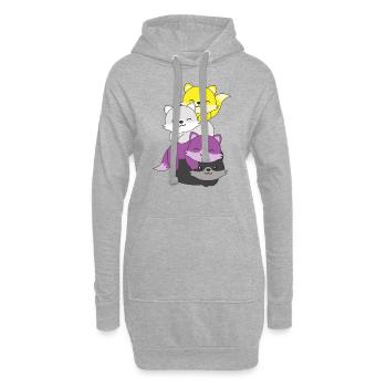 Nonbinary Flag Pride LGBTQ Cute Fox Stack - Hoodie Dress - heather grey - Front