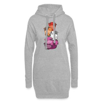 Lesbian Flag Pride LGBTQ Cute Cow Pile - Hoodie Dress - heather grey - Front