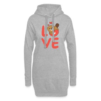 Biber zum Valentinstag süße Tiere Herzen Love - Hoodie-Kleid - Grau meliert - Vorne