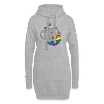 Rainbow Flag Pride LGBTQ Mignon éléphant Amour - Sweat-shirt à capuche long Femme - gris chiné - Devant